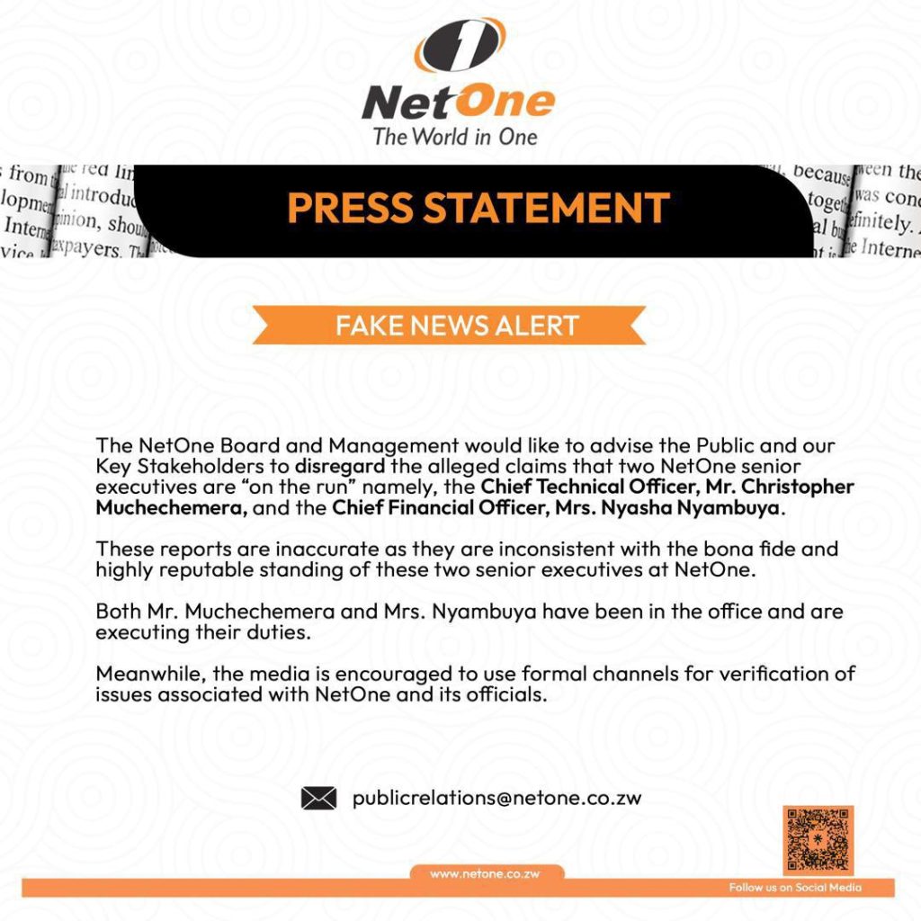 NetOne Refutes Rumors of Executives “On the Run” - Zim Current Affairs